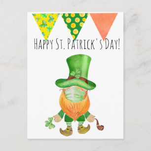 St. Patrick's Day Leprechaun Gnome Covid Face mask Postcard