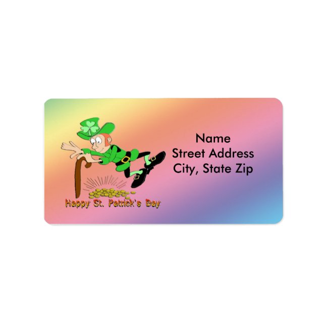 St Patrick's Day Leprechaun Gold Address Label (Front)