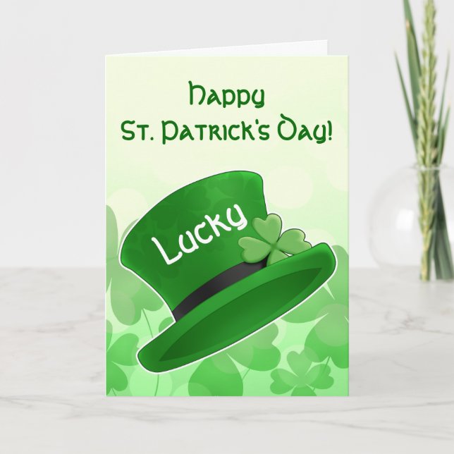 St Patricks Day leprechaun hat Card (Front)