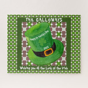 St Patricks Day Leprechaun Hat Monogram Irish Luck Jigsaw Puzzle