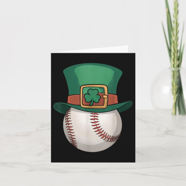 St Patricks Day Leprechaun Hat Shamrock Baseball M Card (Front)