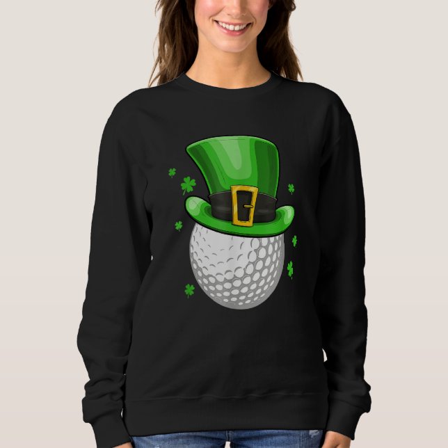 St Patricks Day Leprechaun Hat Shamrock Irish Golf Sweatshirt (Front)