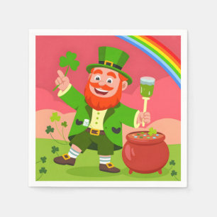 St. Patrick's Day Leprechaun Illustration Napkin