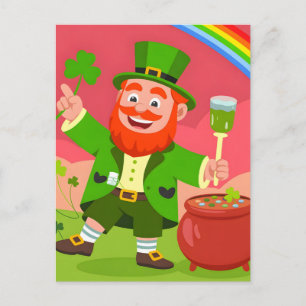 St. Patrick's Day Leprechaun Illustration Postcard