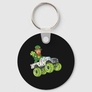 St Patricks Day Leprechaun Monster Truck Lucky Boy Key Ring
