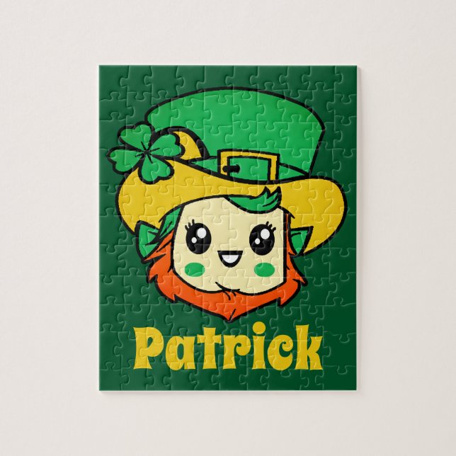St Patricks Day Leprechaun Personalised Kids Jigsaw Puzzle (Vertical)