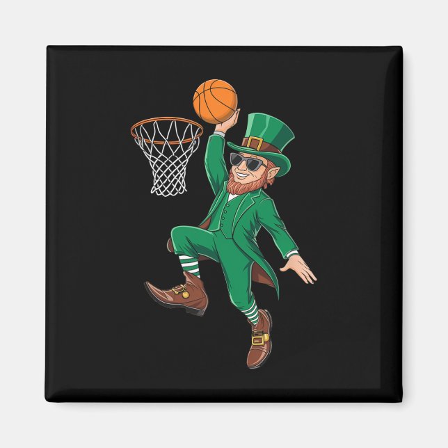 St. Patricks Day Leprechaun Playing Sketll Player  Magnet (Front)