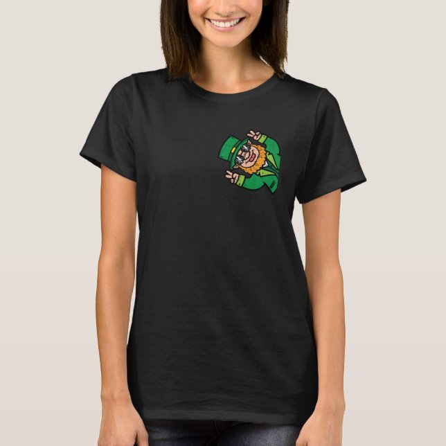 St Patricks Day Leprechaun Pocket Saint Paddys Pat T-Shirt (Front)