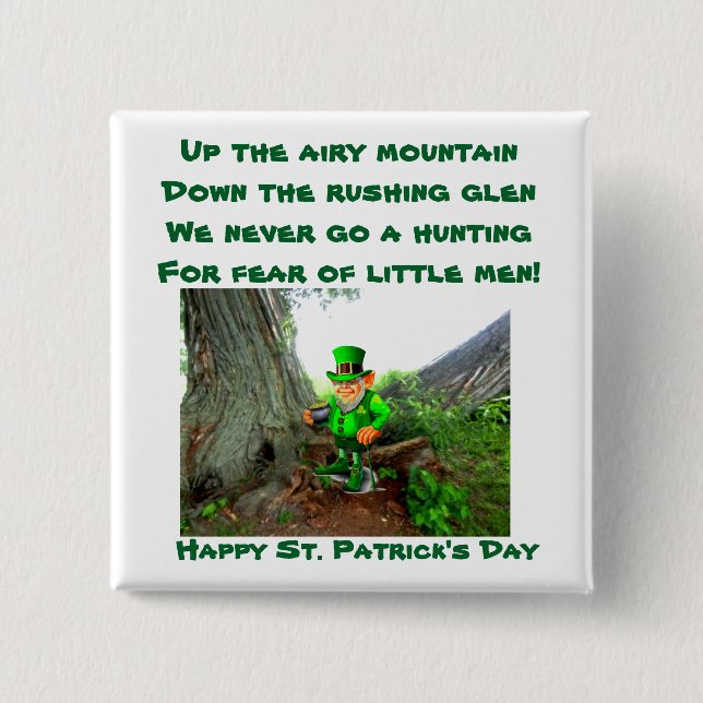 ST. PATRICK'S DAY LEPRECHAUN POEM button (Front)