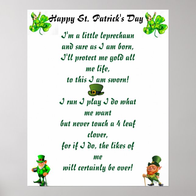 ST. PATRICK'S DAY LEPRECHAUN POEM POSTER (Front)