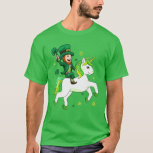 St Patrick's Day Leprechaun Riding Unicorn Leprico T-Shirt