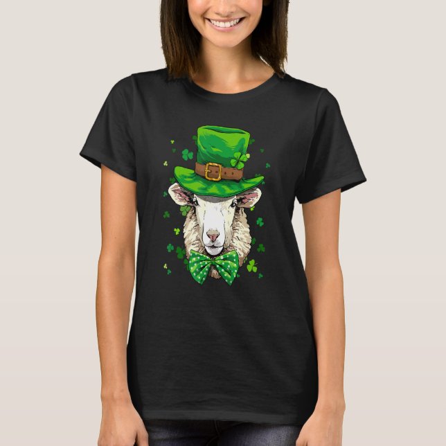 St Patrick's Day Leprechaun Sheep Lamb Shamrock Ir T-Shirt (Front)
