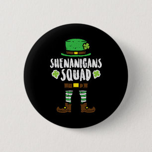 St Patricks Day Leprechaun Shenanigans Squad Men W 6 Cm Round Badge