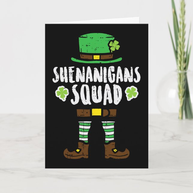 St Patricks Day Leprechaun Shenanigans Squad Men W Card (Front)