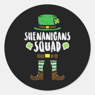 St Patricks Day Leprechaun Shenanigans Squad Men W Classic Round Sticker