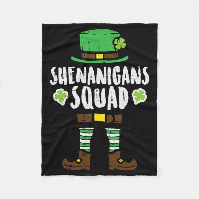 St Patricks Day Leprechaun Shenanigans Squad Men W Fleece Blanket (Front)