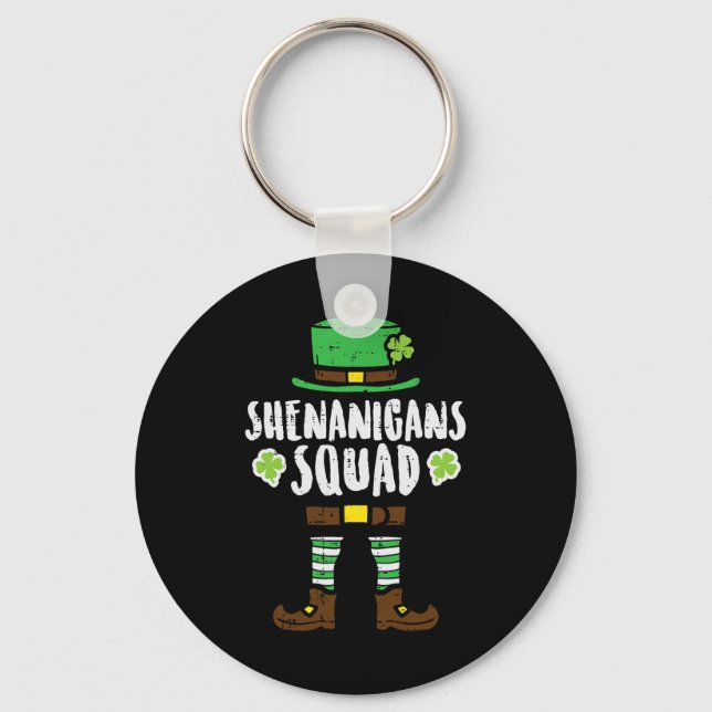 St Patricks Day Leprechaun Shenanigans Squad Men W Key Ring (Front)