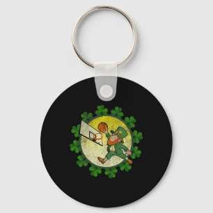 St Patricks Day Leprechaun Sketll Lucky Key Ring