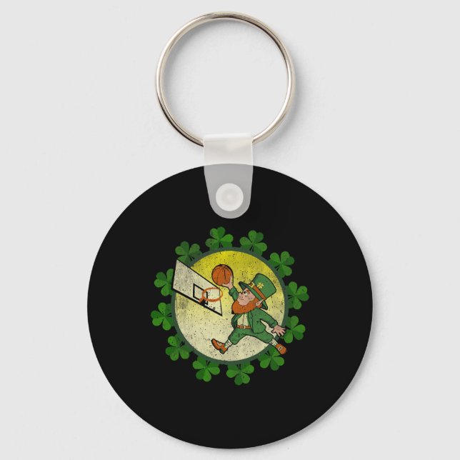 St Patricks Day Leprechaun Sketll Lucky  Key Ring (Front)