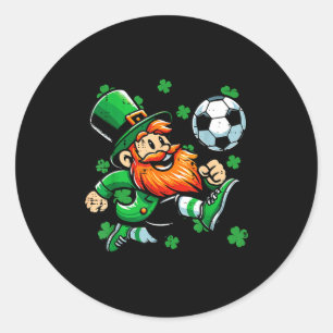 St Patricks Day Leprechaun Soccer Saint Paddys Foo Classic Round Sticker