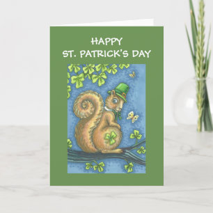 ST. PATRICKS DAY LEPRECHAUN SQUIRREL GREETING CARD