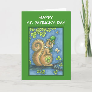 ST. PATRICKS DAY LEPRECHAUN SQUIRREL GREETING CARD