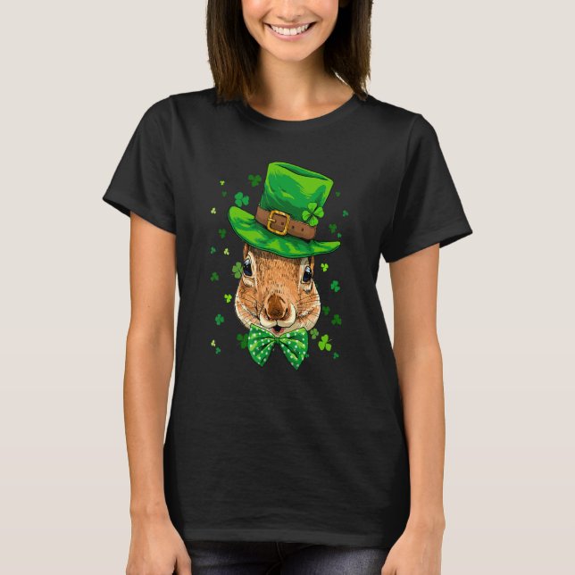St Patrick's Day Leprechaun Squirrel Rodents Shamr T-Shirt (Front)
