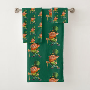 ST. PATRICK'S DAY LEPRECHAUN towel set