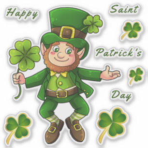 St. Patrick's Day Leprechaun Transparent Stickers