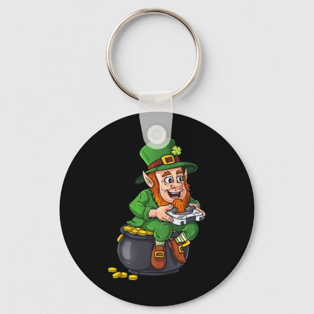 St Patricks Day Leprechaun Video Game Controller B Key Ring (Front)