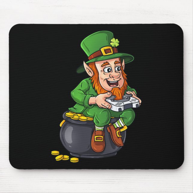 St Patricks Day Leprechaun Video Game Controller B Mouse Pad (Front)
