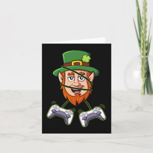 St Patricks Day Leprechaun Video Game Controllers Card