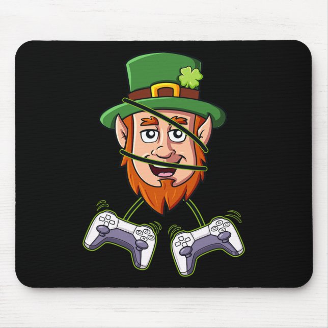St Patricks Day Leprechaun Video Game Controllers  Mouse Pad (Front)