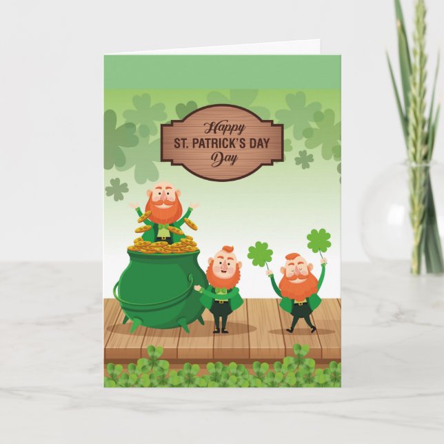 St. Patrick's Day Leprechauns Holiday Card (Front)