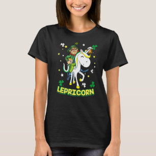 St Patrick's Day Lepricorn Leprechaun Riding Unico T-Shirt