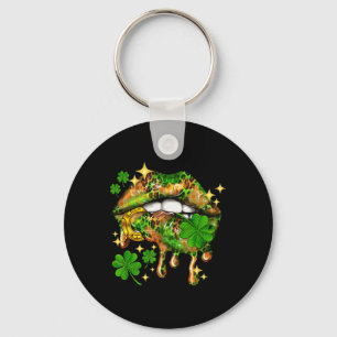 St Patricks Day Lips Shamrock Funny Irish Women Co Key Ring