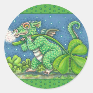 ST. PATRICK'S DAY LITTLE IRISH DRAGON FANTASY CLASSIC ROUND STICKER