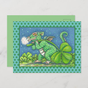 ST. PATRICK'S DAY LITTLE IRISH DRAGON FANTASY HOLIDAY POSTCARD