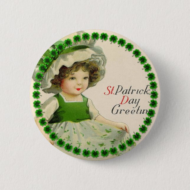 St Patrick's Day Little Irish Girl 6 Cm Round Badge (Front)