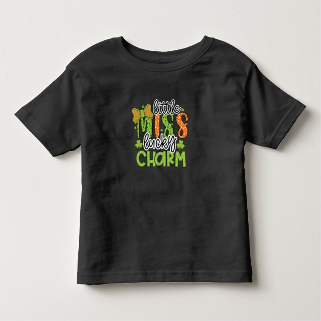 St Patricks Day Little Miss Lucky Charm Toddler T-Shirt (Front)