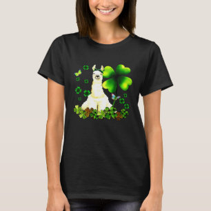 St Patricks Day Llama Green Buffalo Plaid Shamrock T-Shirt