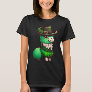 St Patrick's Day Llama Irish Shamrock Girls Boys L T-Shirt