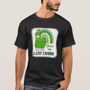 St Patricks Day Llama Rainbow Cute Bleached Llama T-Shirt
