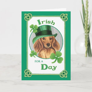 St. Patrick's Day Longhaired Dachshund Card