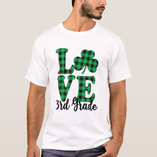 St. Patricks Day Love 3Rd Grade Teacher Plaid Sham T-Shirt