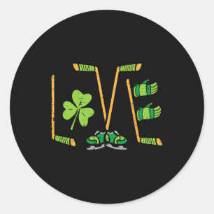 St Patricks Day Love Ice Hockey Saint Paddys Men B Classic Round Sticker