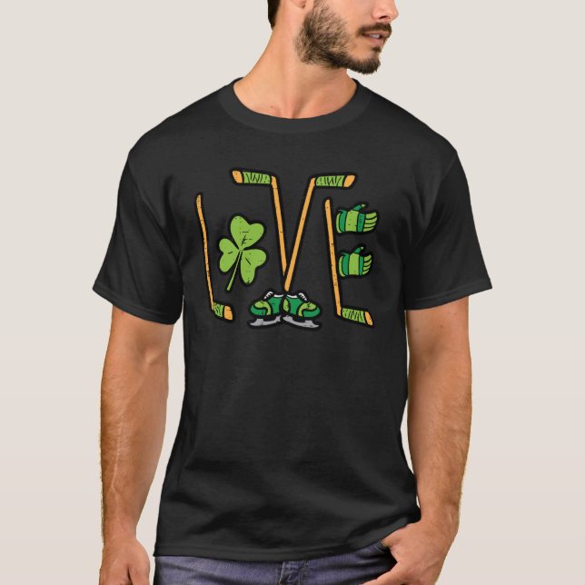 St Patricks Day Love Ice Hockey Saint Paddys Men B T-Shirt (Front)