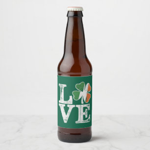 St Patricks Day Love Lucky Irish Shamrock Green Beer Bottle Label