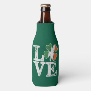 St Patricks Day Love Lucky Irish Shamrock Green Bottle Cooler