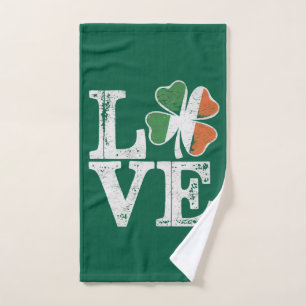 St Patricks Day Love Lucky Irish Shamrock Green Hand Towel